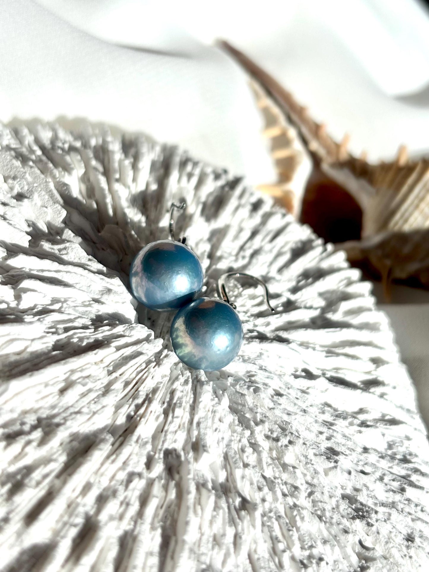 Ocean Haze – Blue Baroque Pearl Dangle Earrings