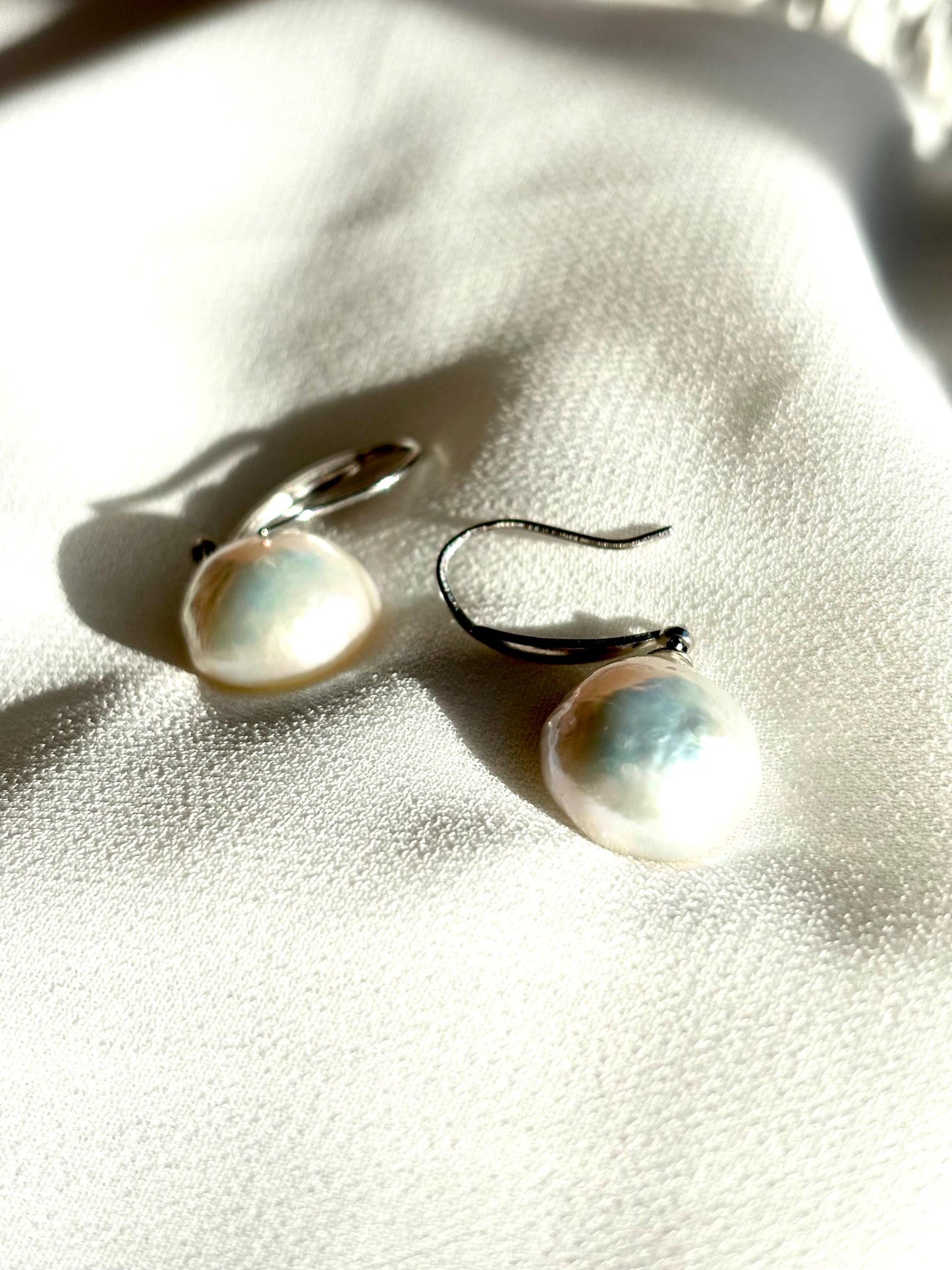 Moonlit Whisper – White Baroque Pearl Stud Earrings