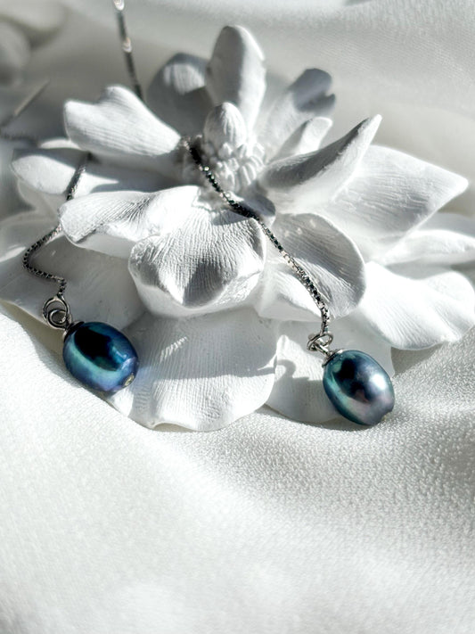 Tahitian Elegance – Adjustable Threader Pearl Earrings