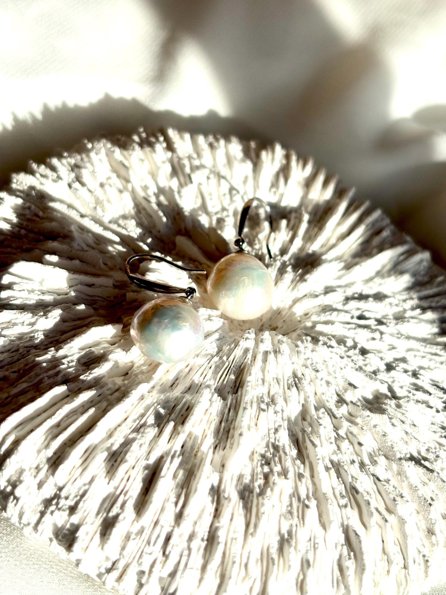 Moonlit Whisper – White Baroque Pearl Stud Earrings