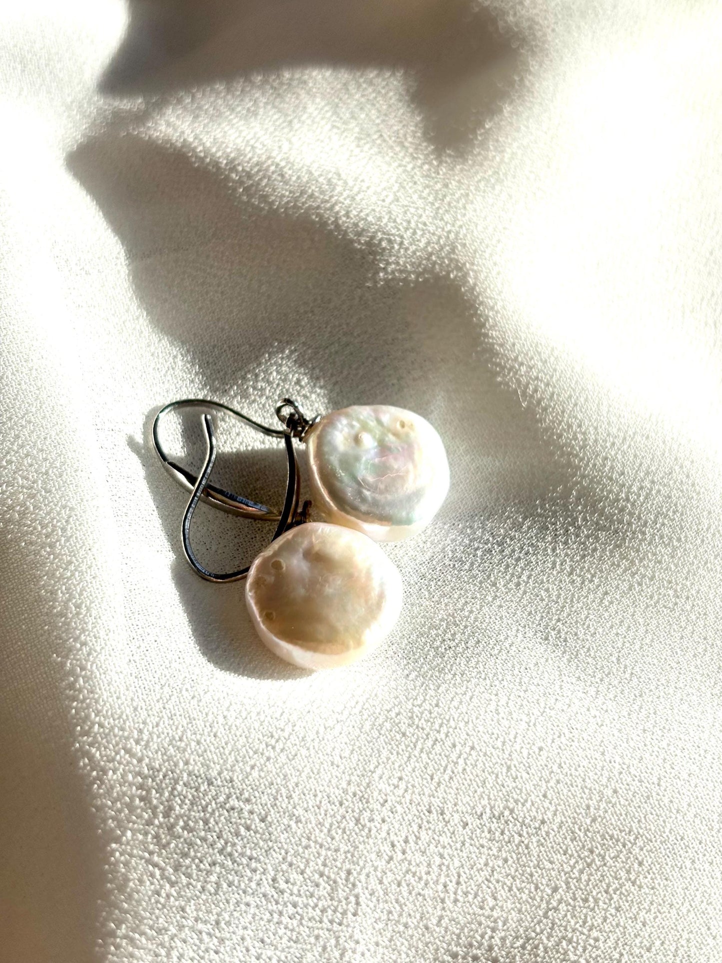 Moonlit Whisper - White Baroque Pearl Stud Earrings