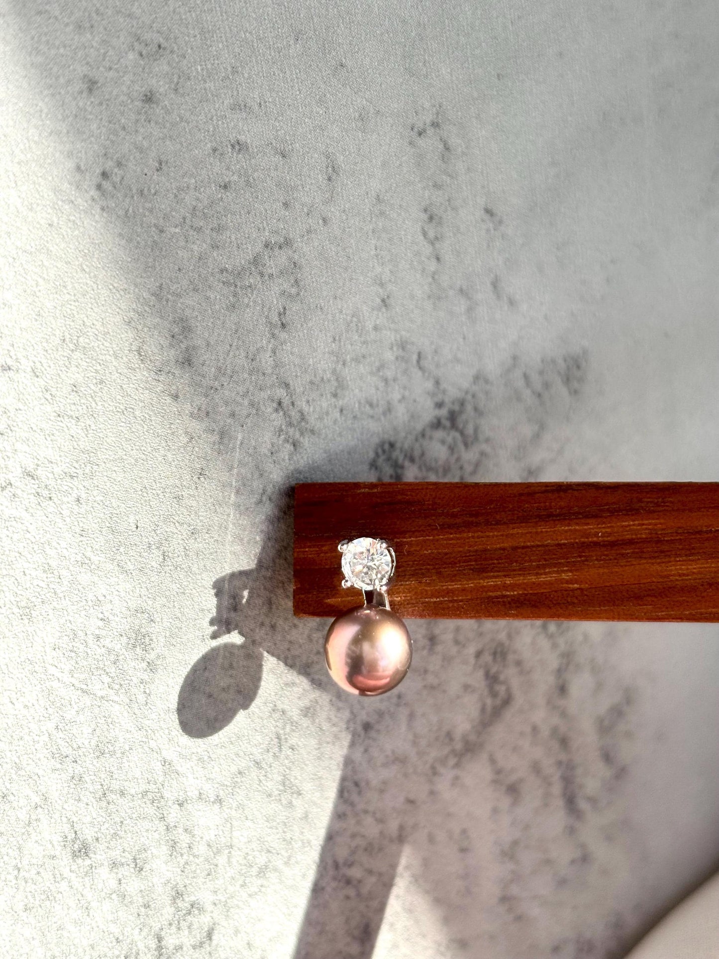 Bronze Twilight – Pearl & Zircon Stud Earrings B
