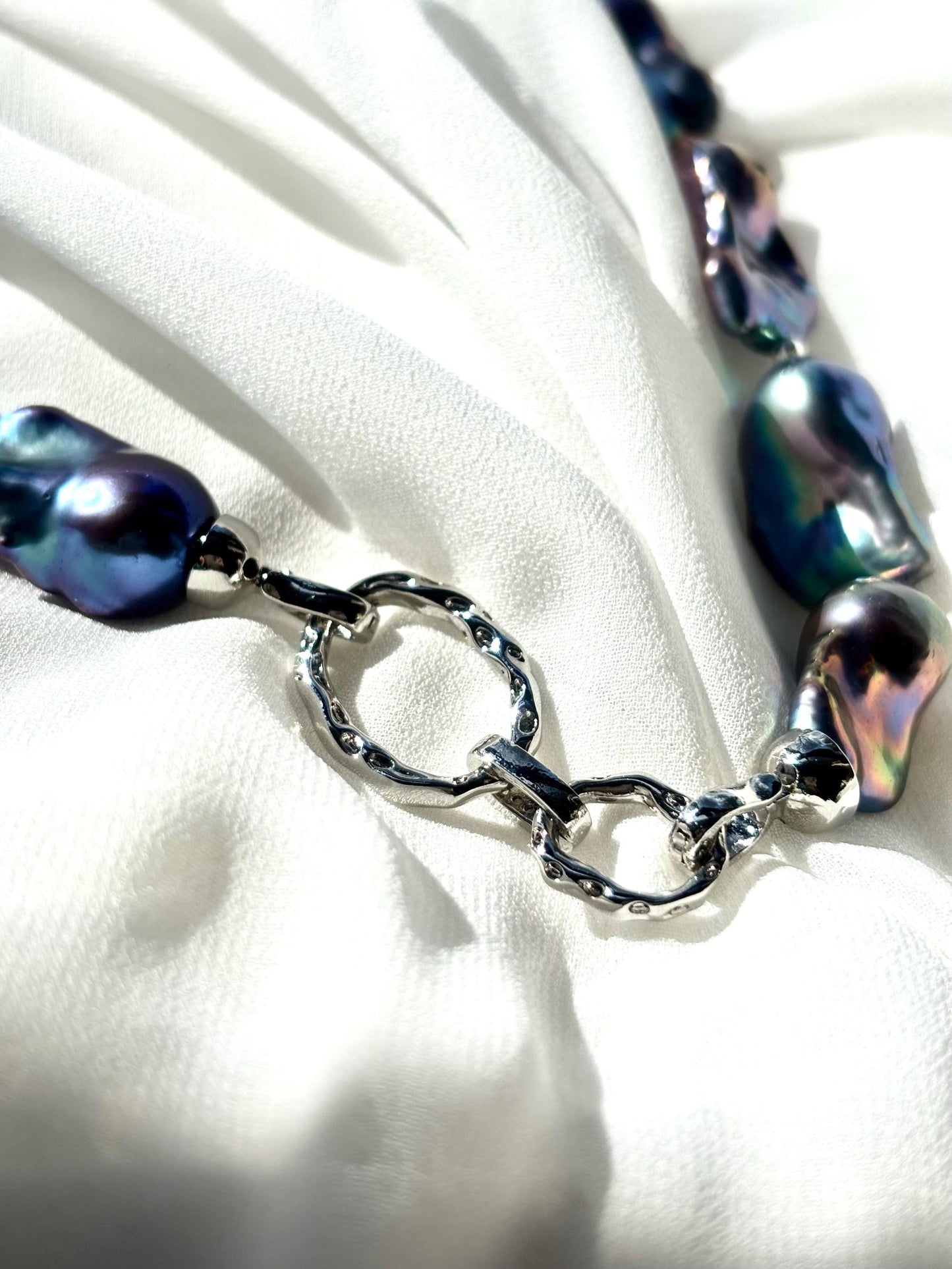 Mystic Ocean Tides – Baroque Blue Fish-Tail Pearl Necklace