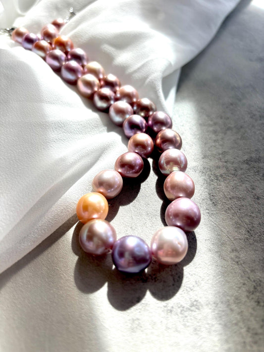 Aurora Bloom - Multicolor Purple Bronze Orange Baroque Pearl Necklace