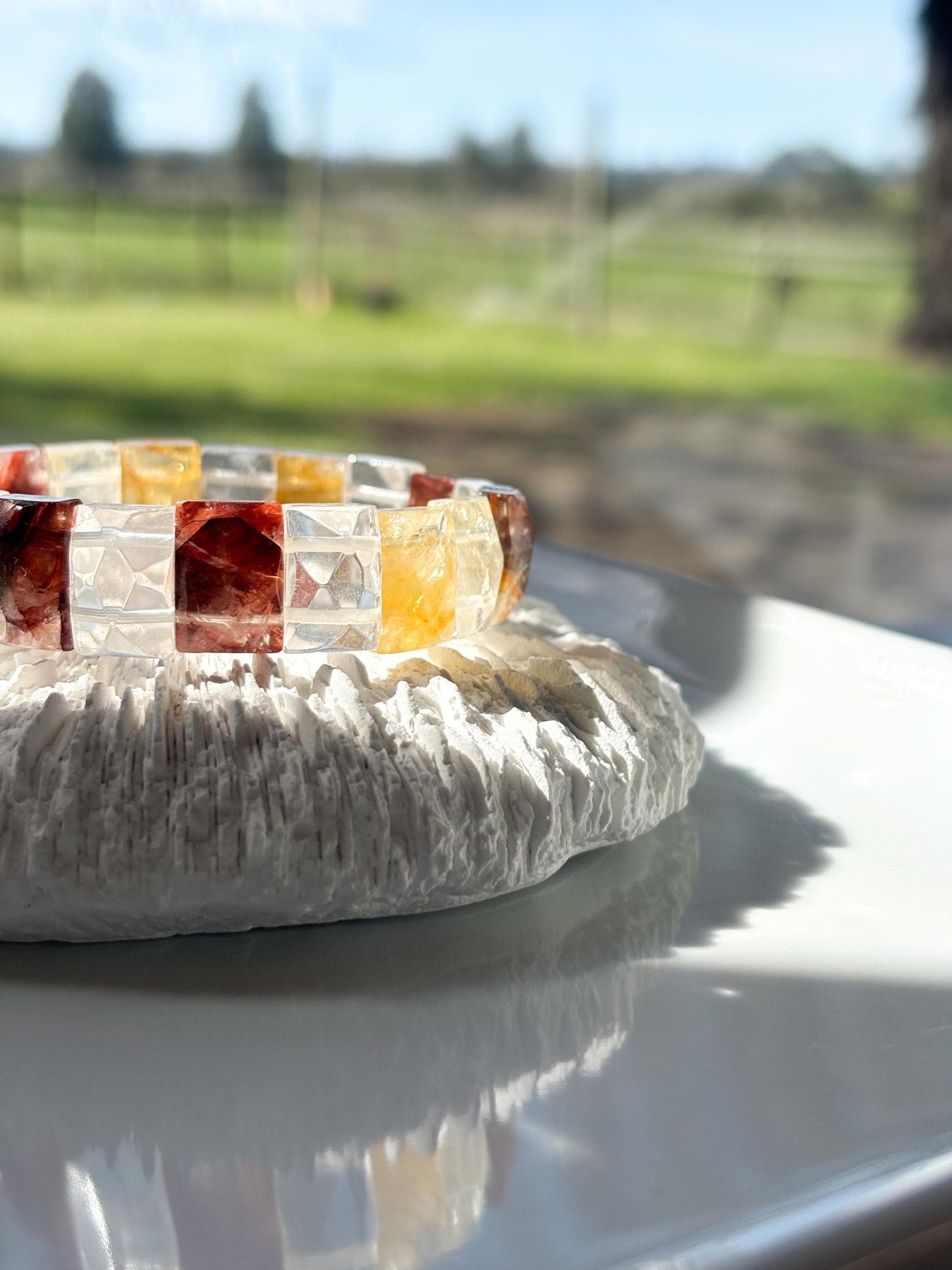 Golden Ember – Hematoid Quartz Faceted Bracelet