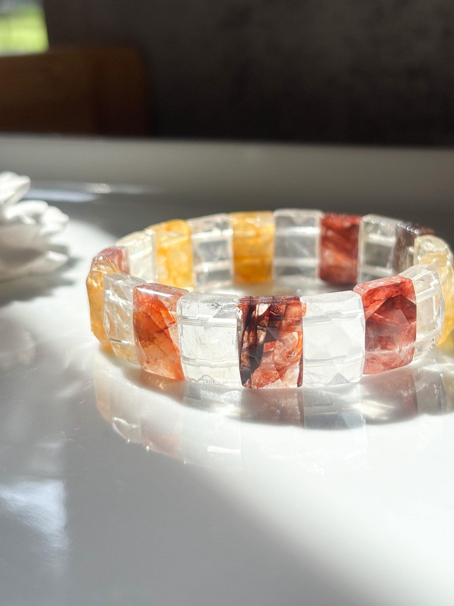 Golden Ember – Hematoid Quartz Faceted Bracelet