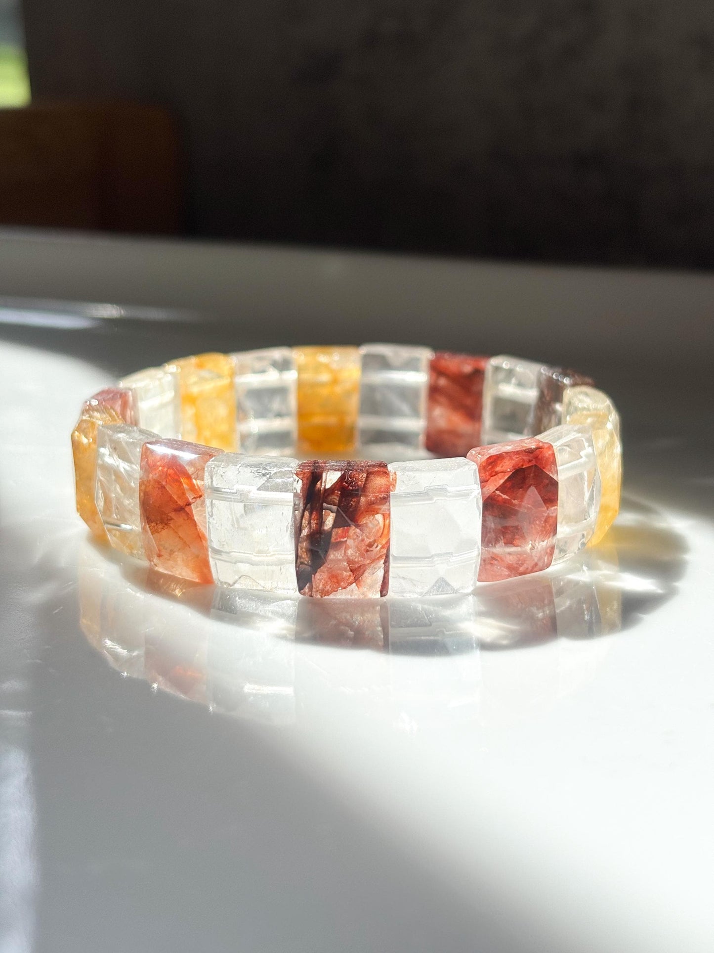 Golden Ember – Hematoid Quartz Faceted Bracelet