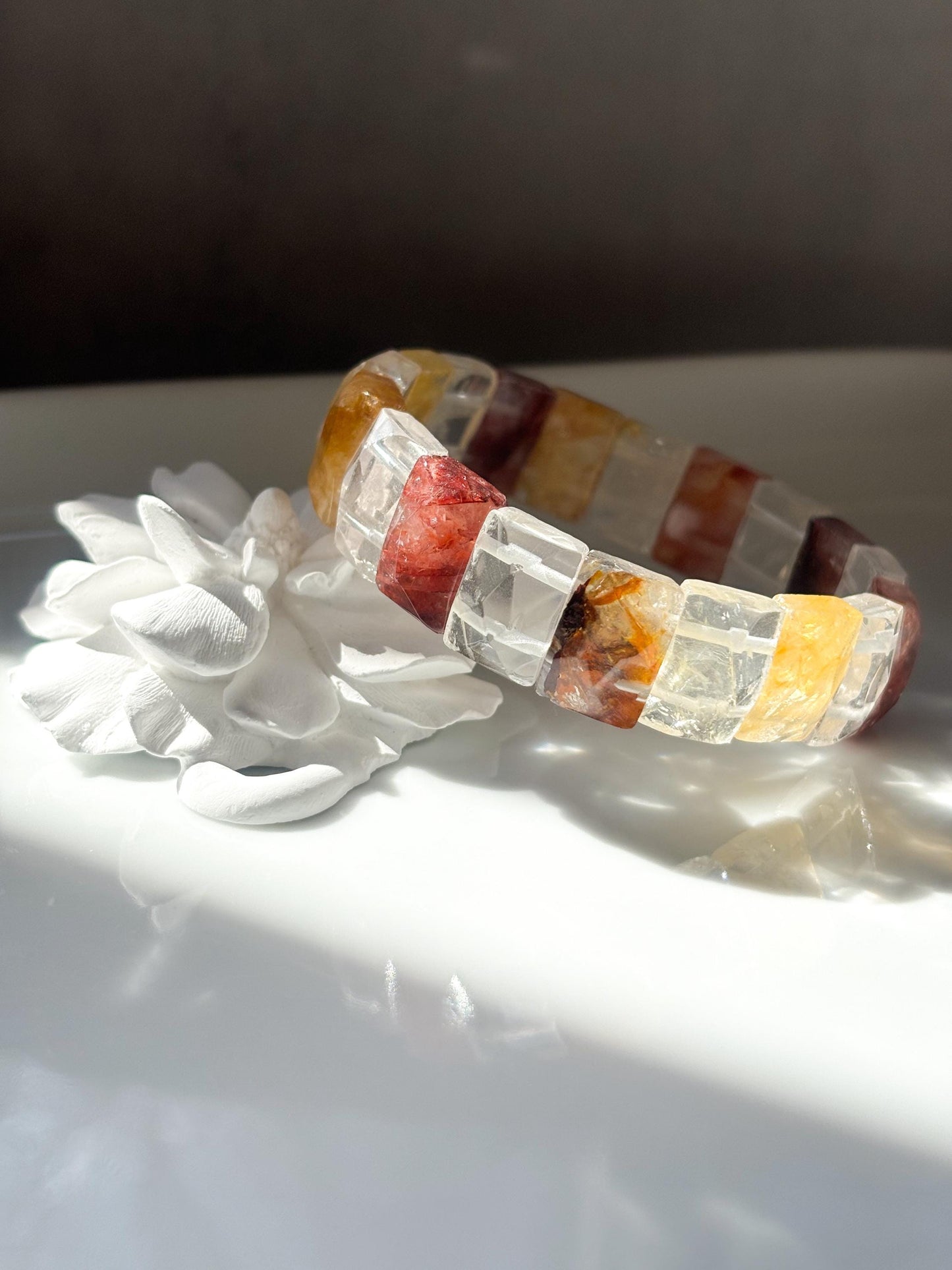 Golden Ember – Hematoid Quartz Faceted Bracelet