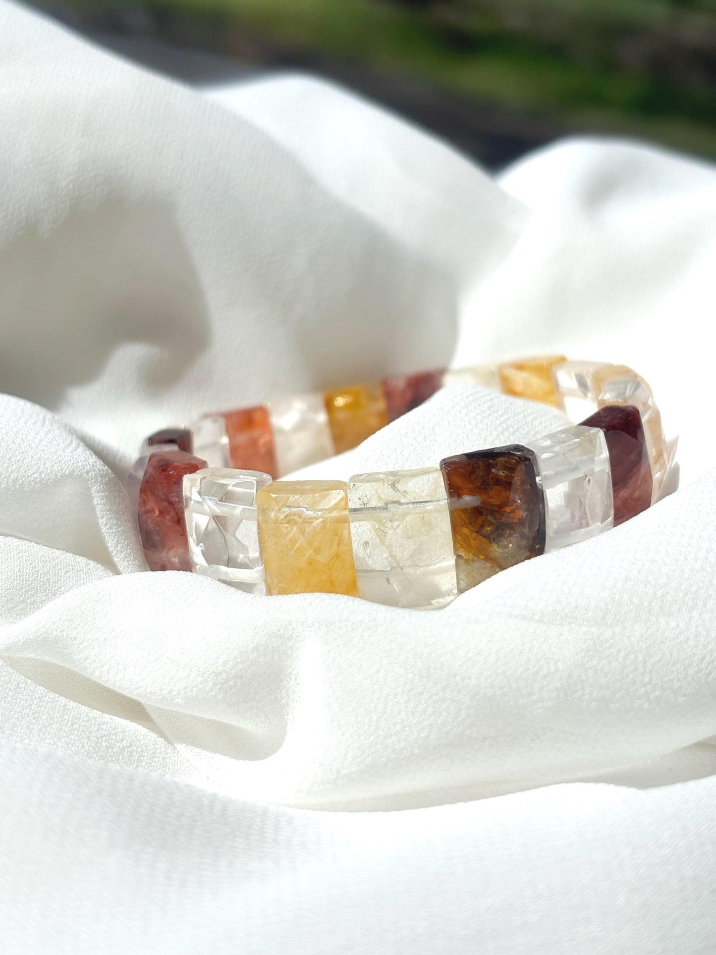 Golden Ember – Hematoid Quartz Faceted Bracelet