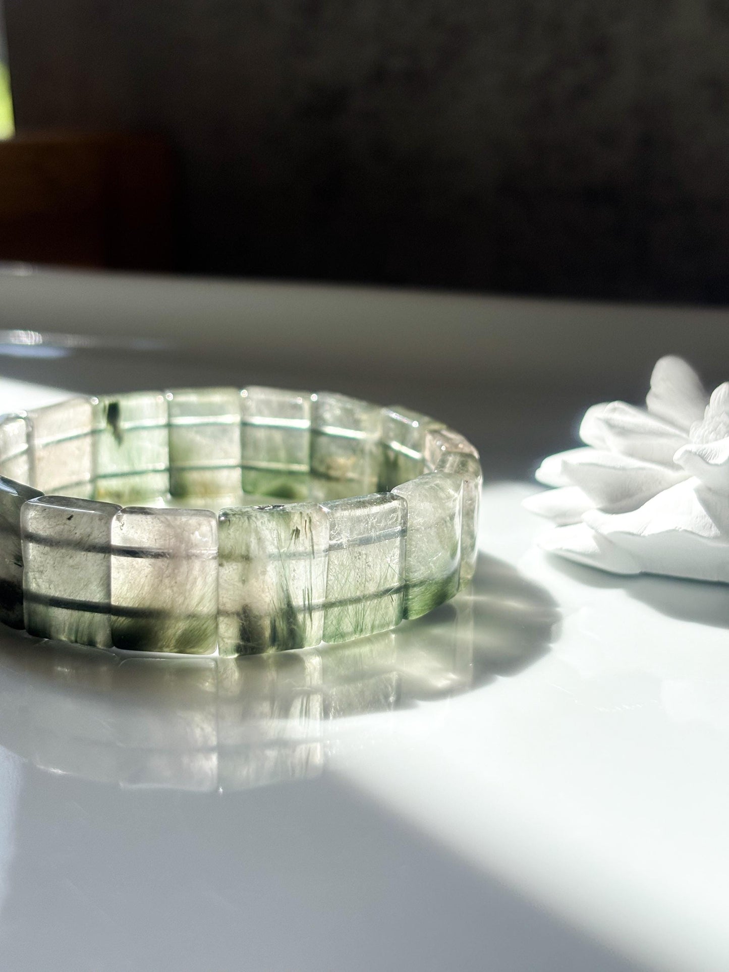 Whispering Forest – Green Rutilated Quartz Bracelet