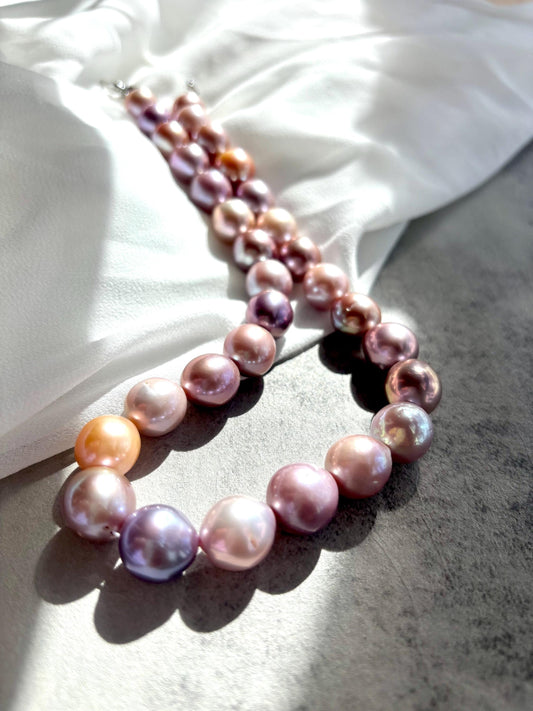 Aurora Bloom - Multicolor Purple Bronze Orange Baroque Pearl Necklace
