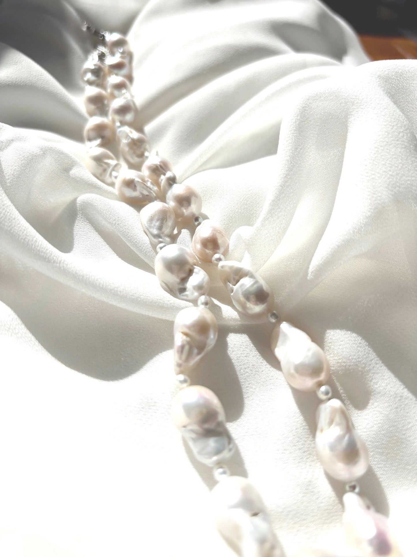 Mystic Ocean Tides - White Classic Baroque Bridal Fish-Tail Pearl Necklace