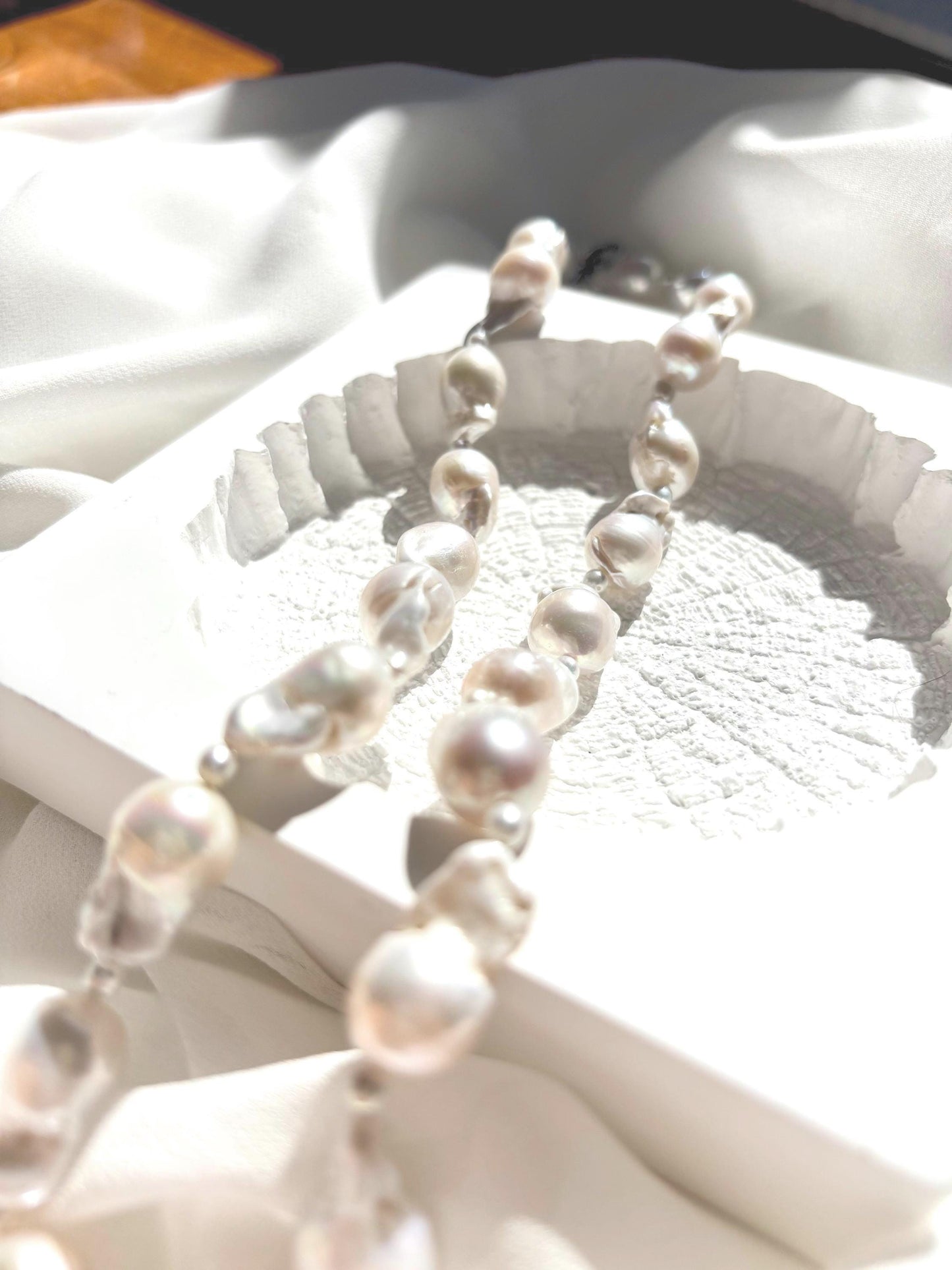 Mystic Ocean Tides - White Classic Baroque Bridal Fish-Tail Pearl Necklace
