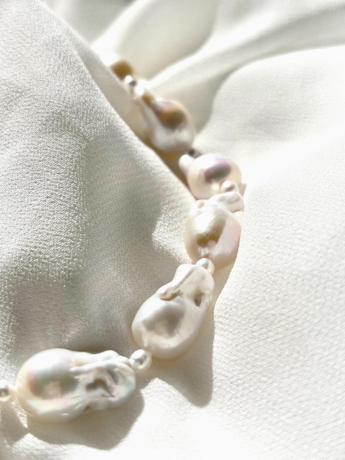 Mystic Ocean Tides - White Classic Baroque Bridal Fish-Tail Pearl Necklace