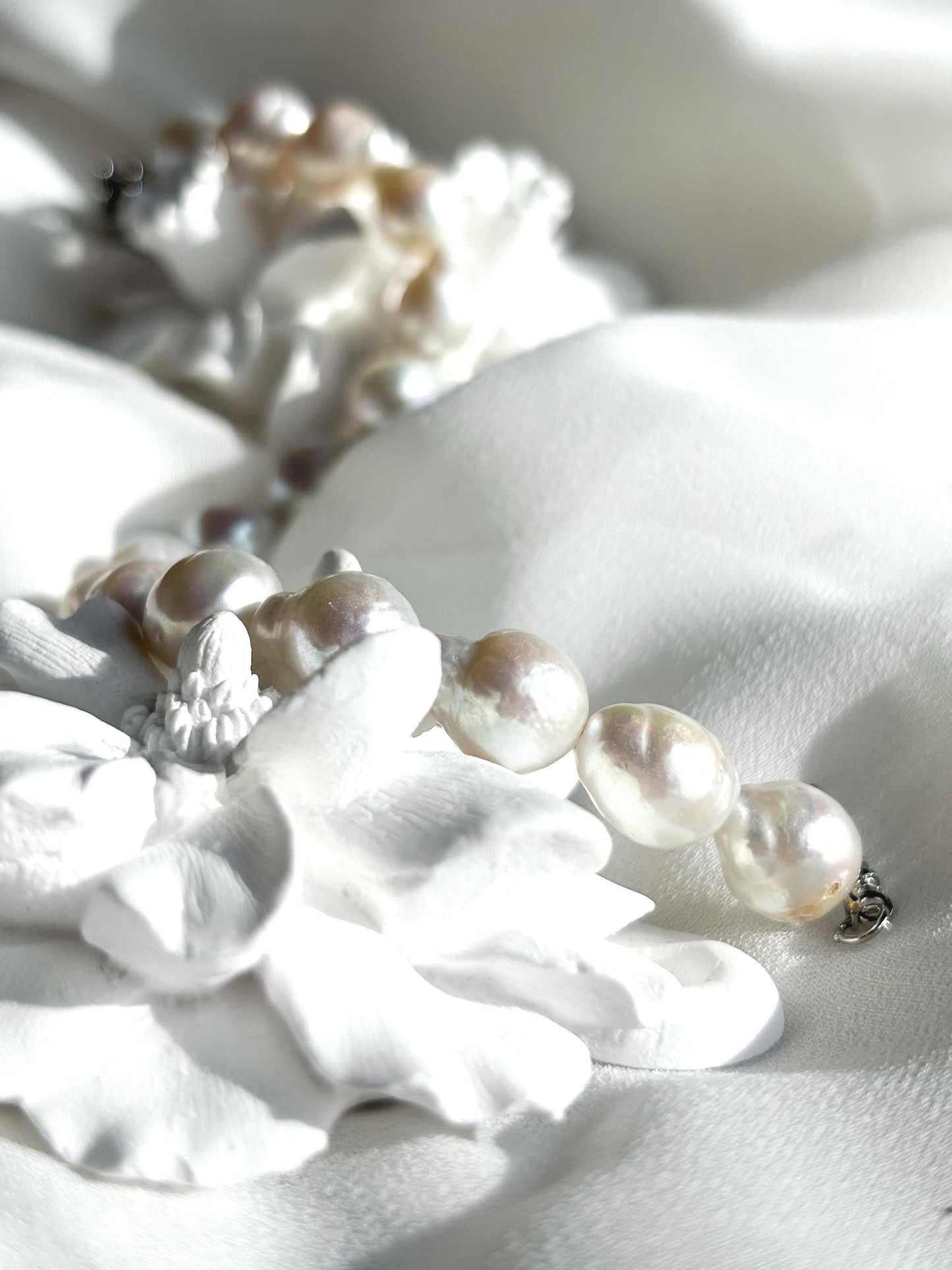 Pearl Whispers - White Baroque Pearl Bracelet