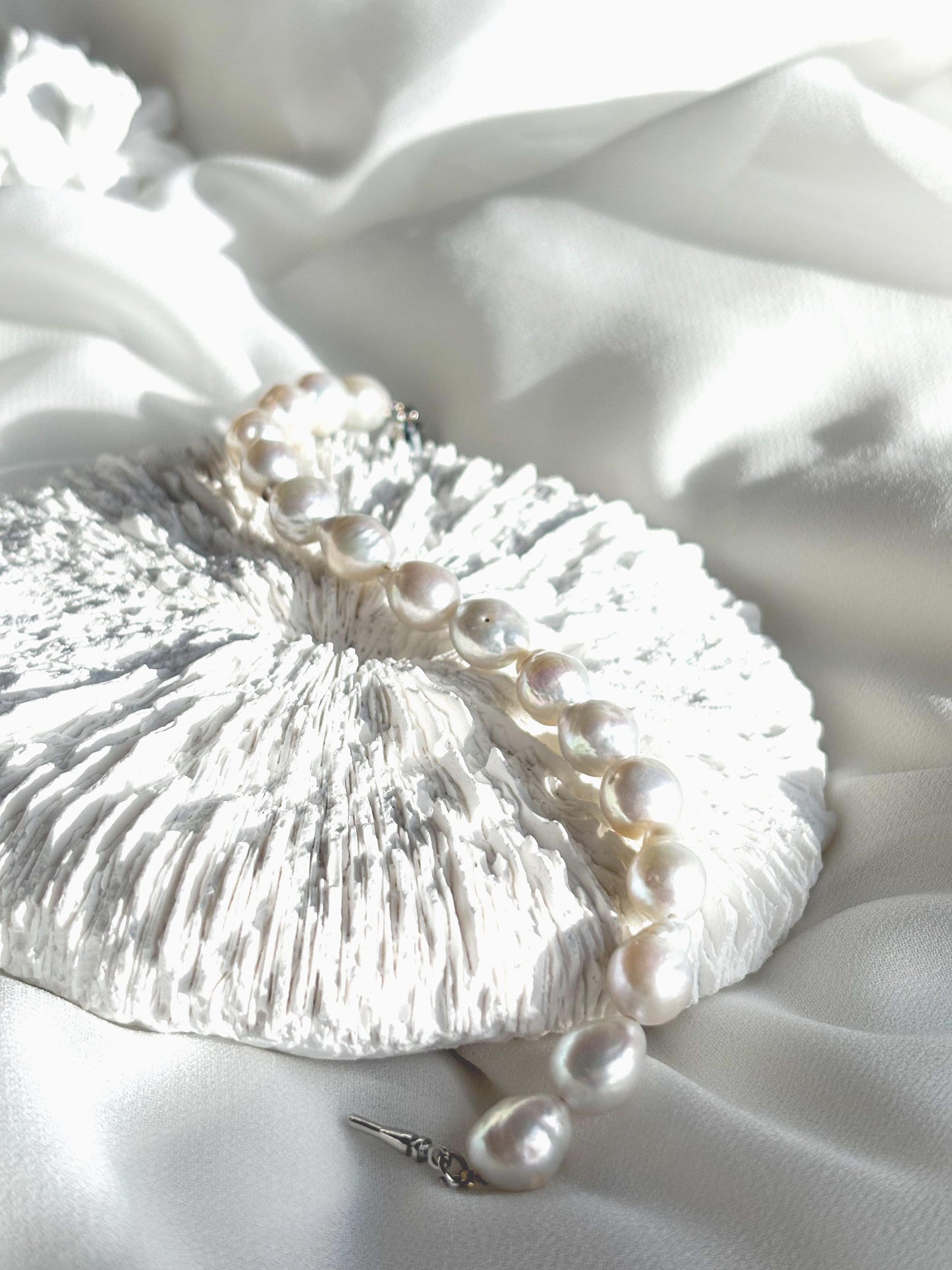 Pearl Whispers - White Baroque Pearl Bracelet