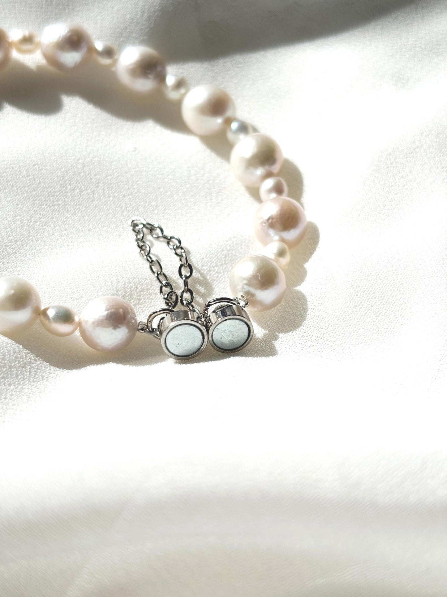 Ethereal Glow - White Freshwater Pearl Bracelet