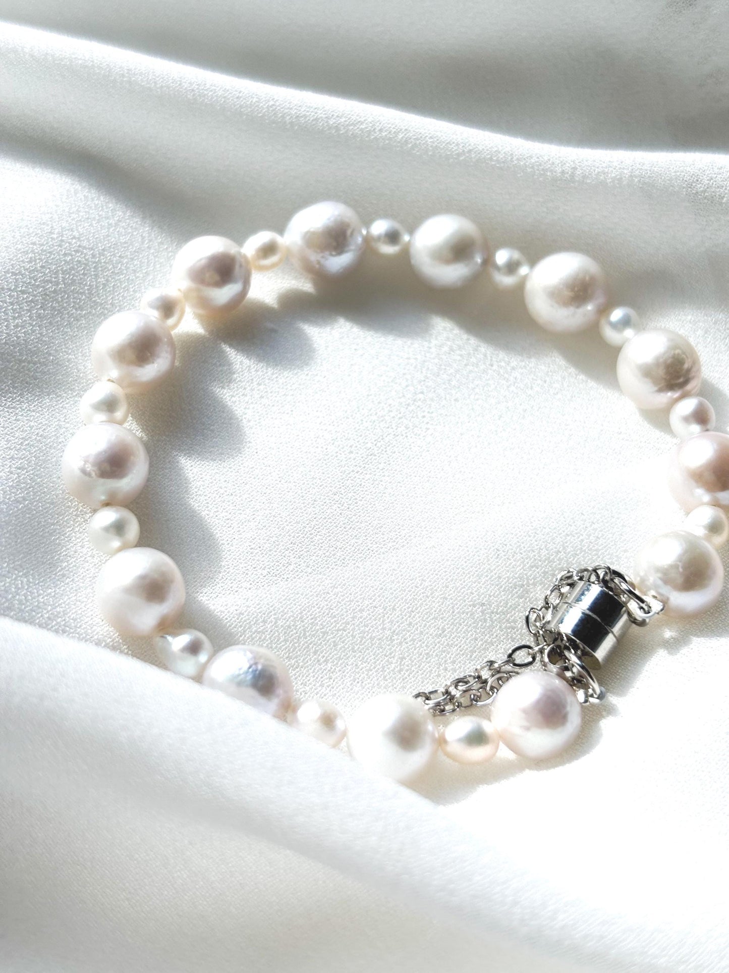 Ethereal Glow - White Freshwater Pearl Bracelet