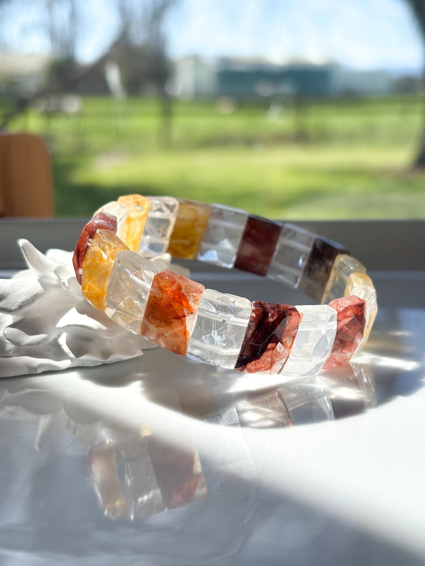 Golden Ember – Hematoid Quartz Faceted Bracelet