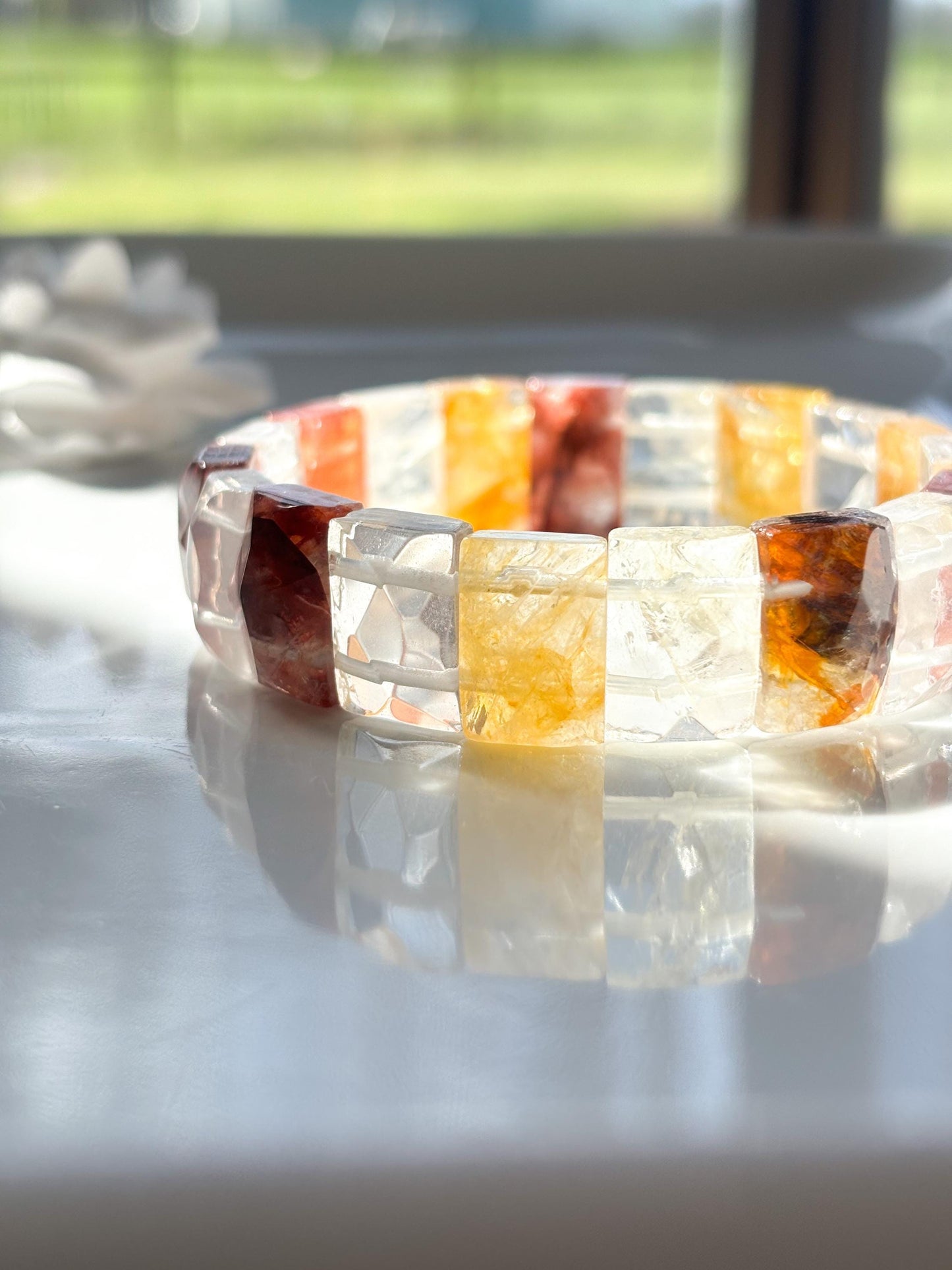 Golden Ember – Hematoid Quartz Faceted Bracelet