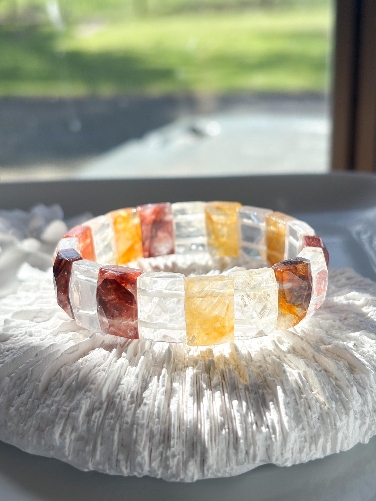 Golden Ember – Hematoid Quartz Faceted Bracelet