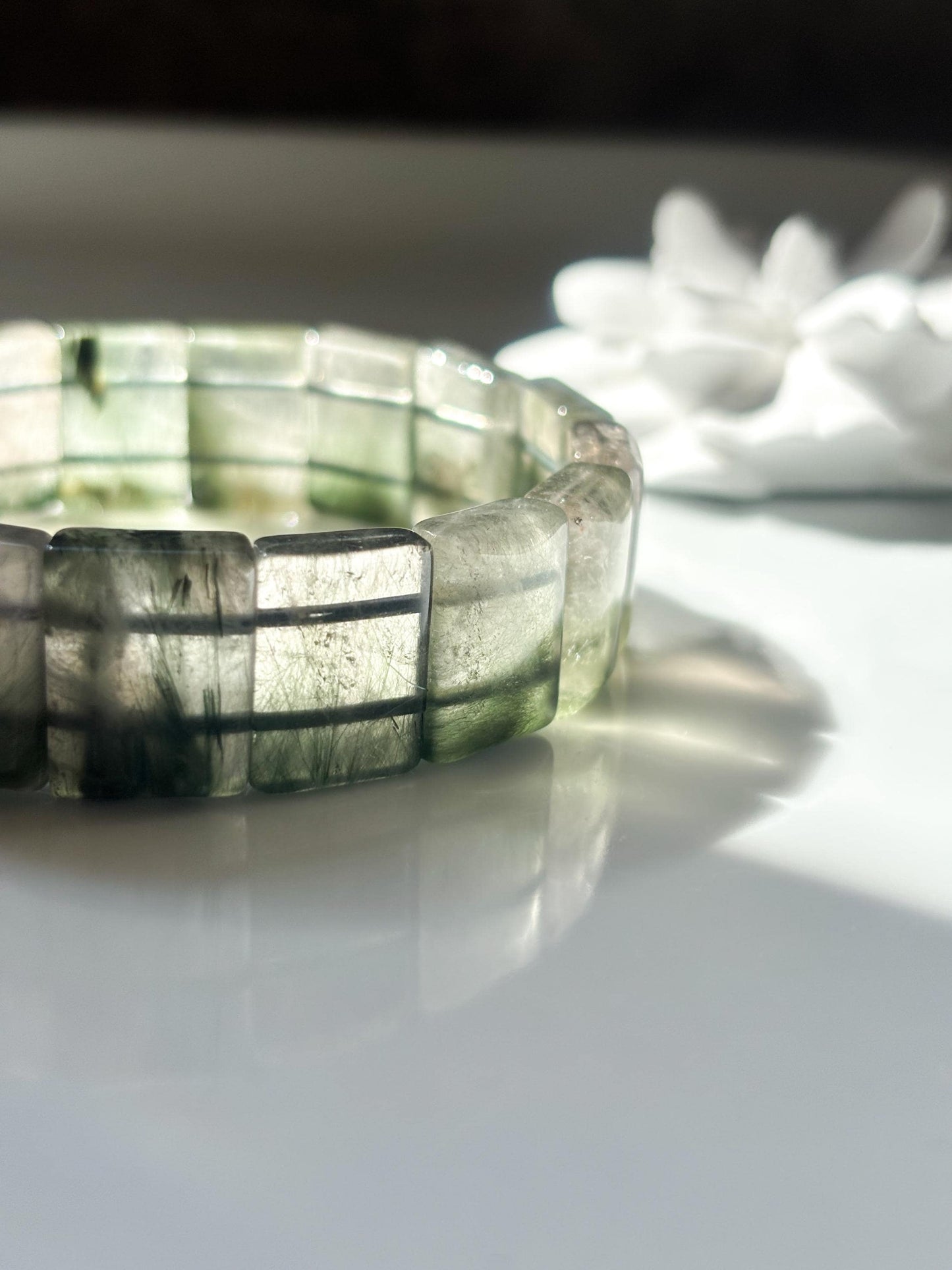 Whispering Forest – Green Rutilated Quartz Bracelet
