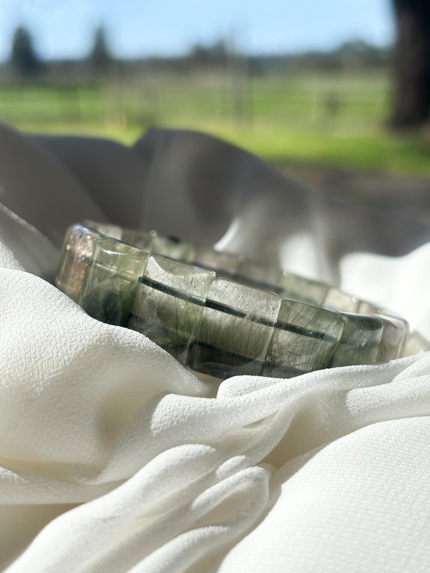 Whispering Forest – Green Rutilated Quartz Bracelet