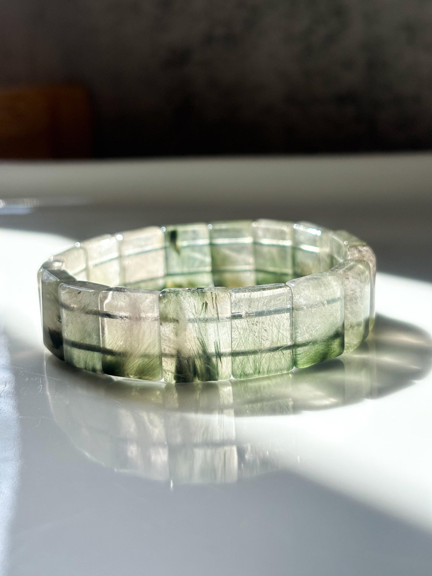Whispering Forest – Green Rutilated Quartz Bracelet