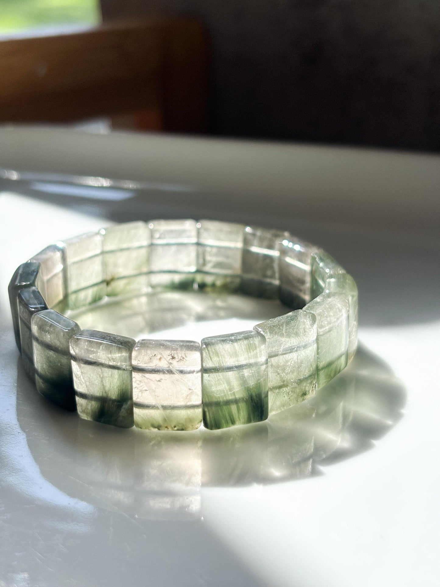 Whispering Forest – Green Rutilated Quartz Bracelet