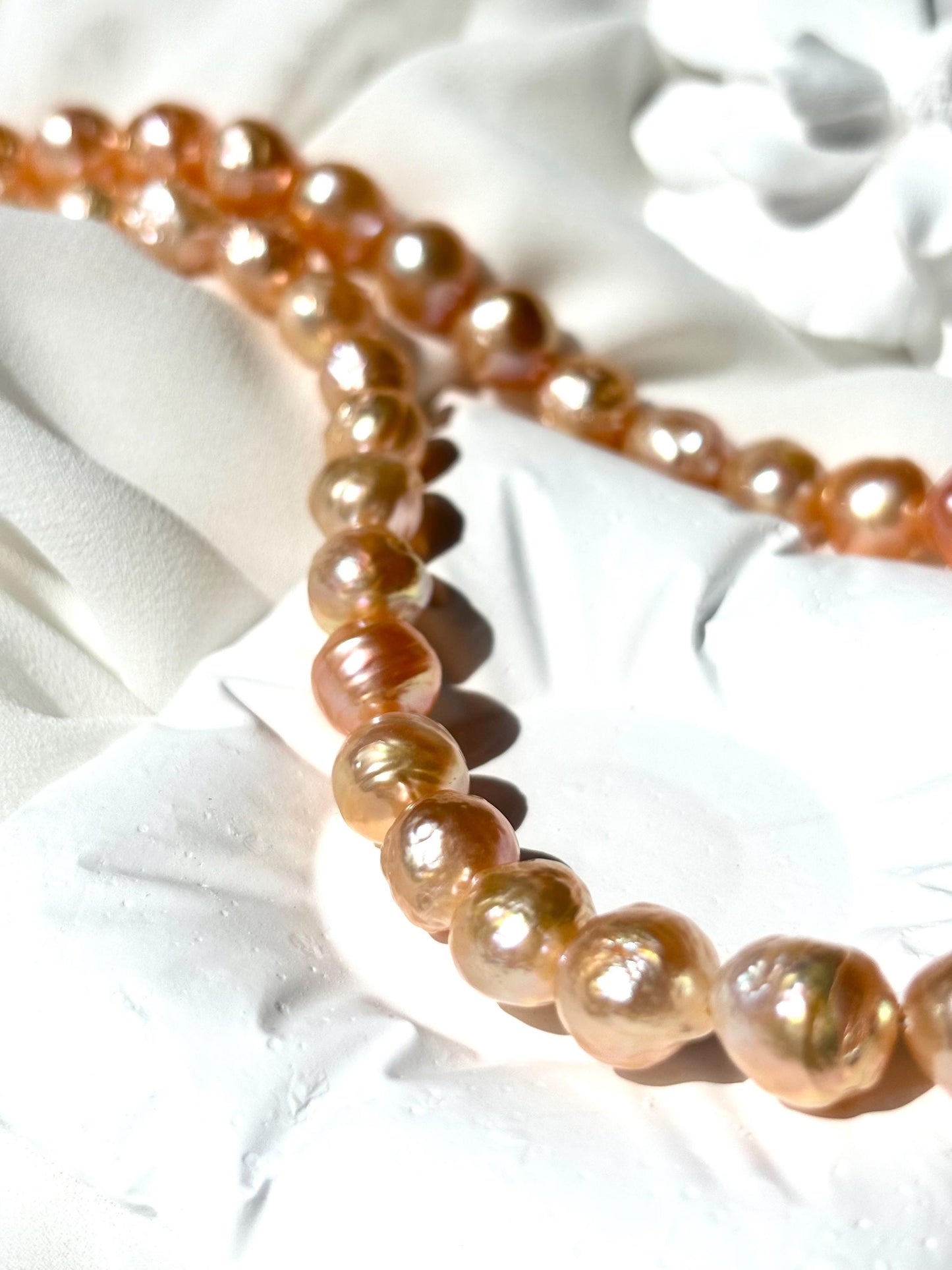 Camellia Dawn – Baroque Freshwater Wrinkle Pearl Necklace