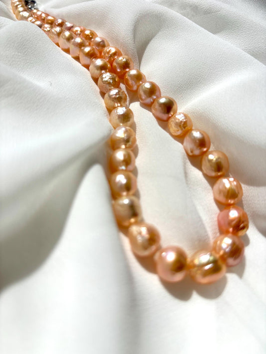 Camellia Dawn – Baroque Freshwater Wrinkle Pearl Necklace