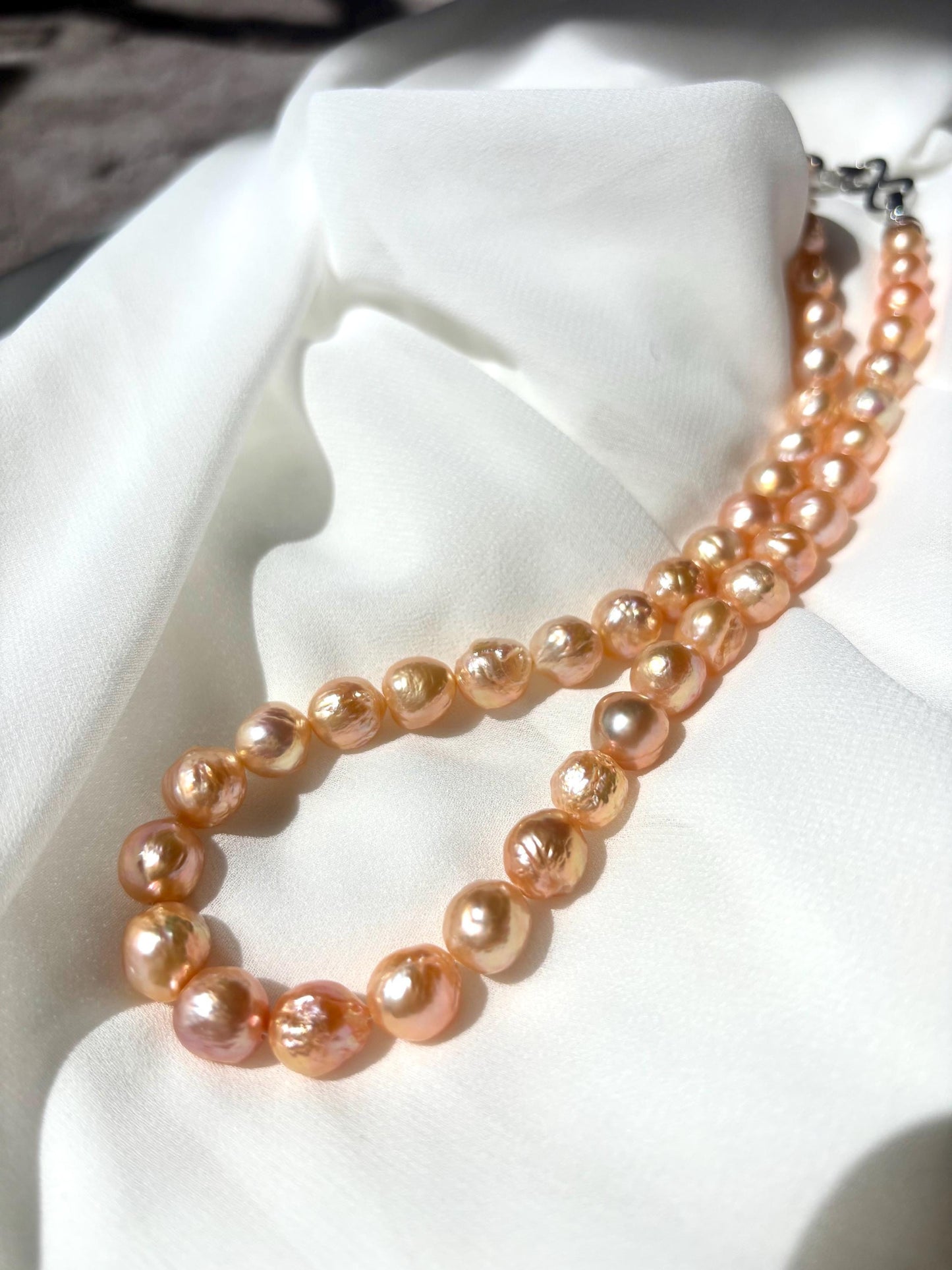 Camellia Dawn – Baroque Freshwater Wrinkle Pearl Necklace