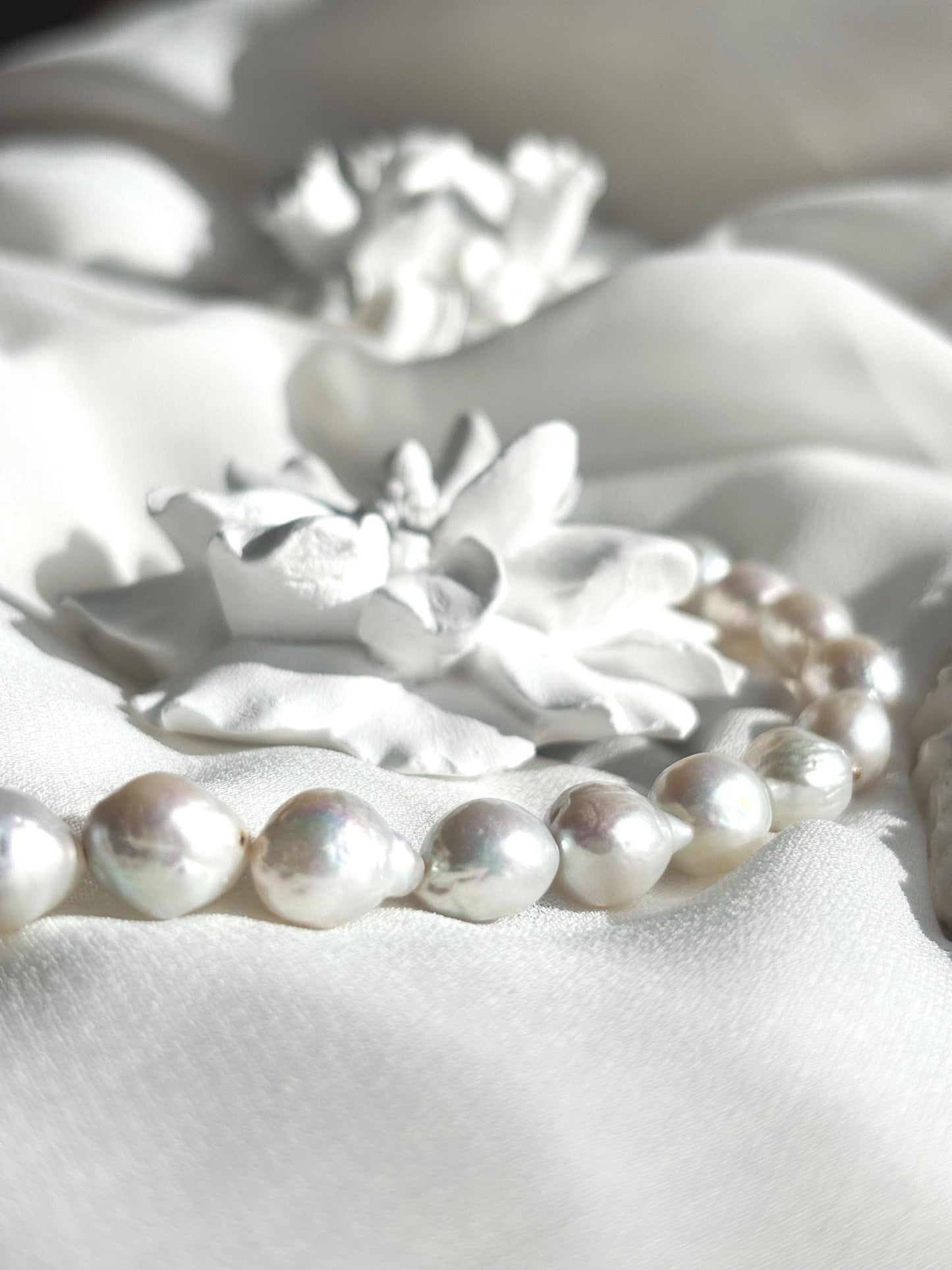 Pearl Whispers - White Baroque Pearl Bracelet