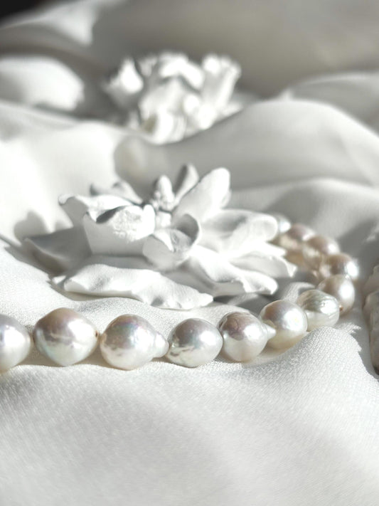Pearl Whispers - White Baroque Pearl Bracelet