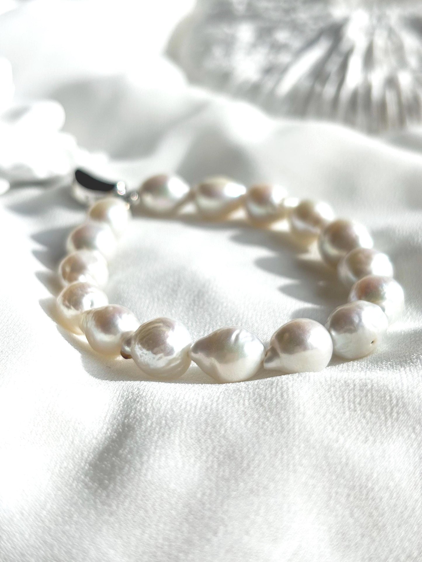 Pearl Whispers - White Baroque Pearl Bracelet