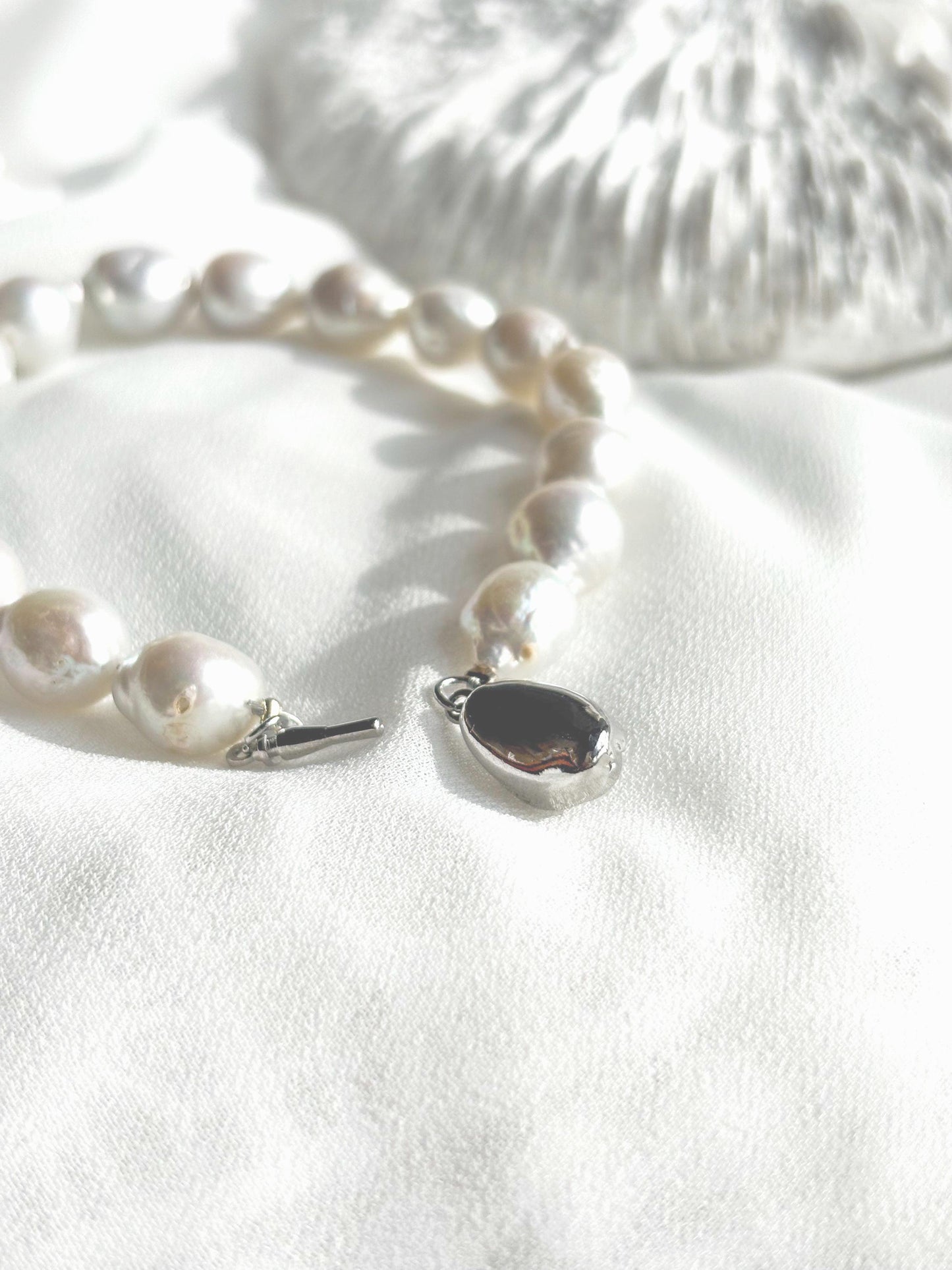 Pearl Whispers - White Baroque Pearl Bracelet