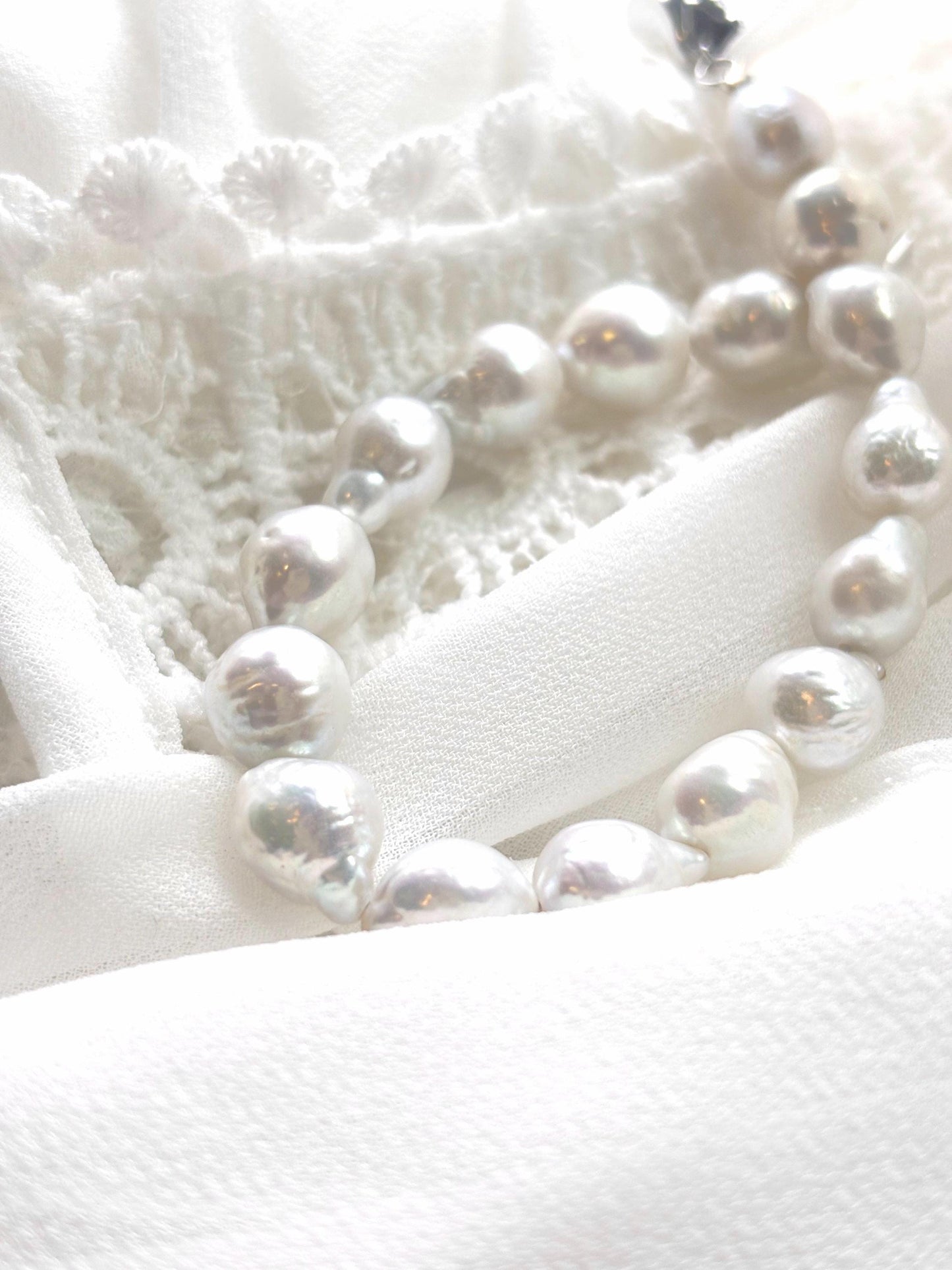 Pearl Whispers - White Baroque Pearl Bracelet
