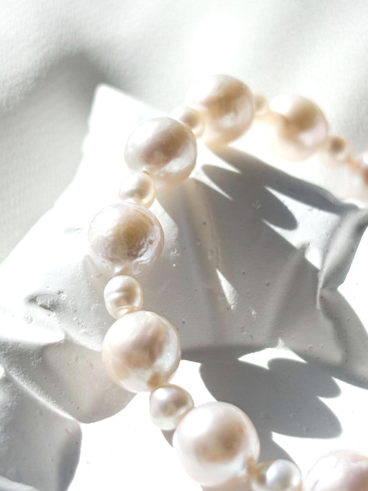 Ethereal Glow - White Freshwater Pearl Bracelet