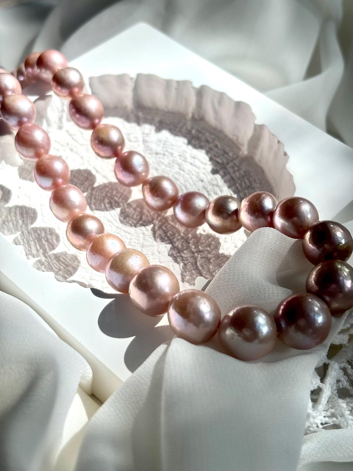 Peony Whisper – Light Blush Baroque Pearl Necklace