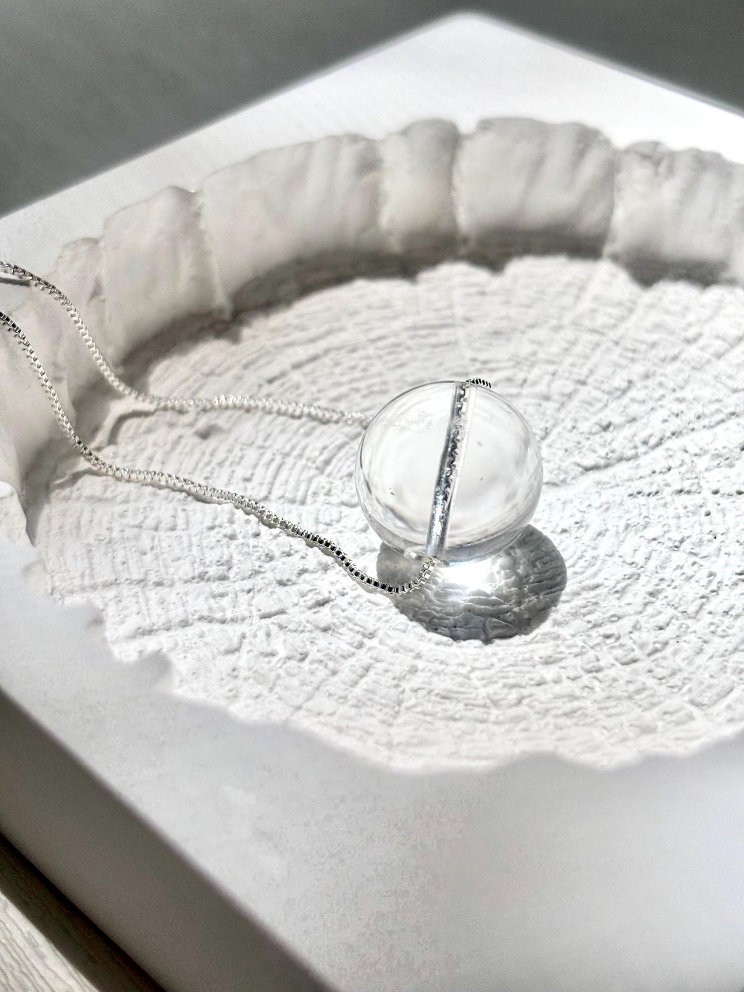Celestial Clarity - Minimalist Clear Quartz Sphere Necklace