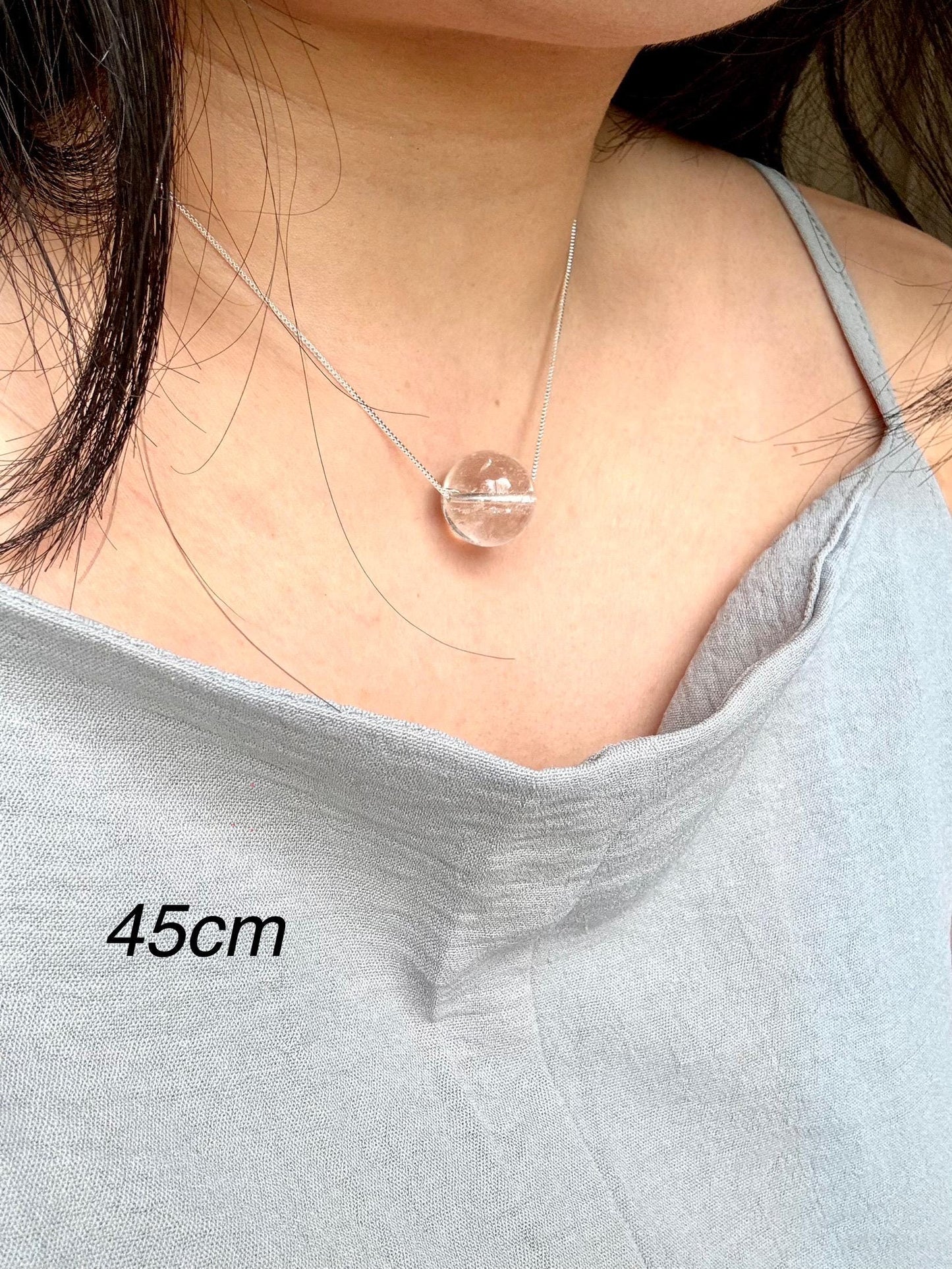 Celestial Clarity - Minimalist Clear Quartz Sphere Necklace