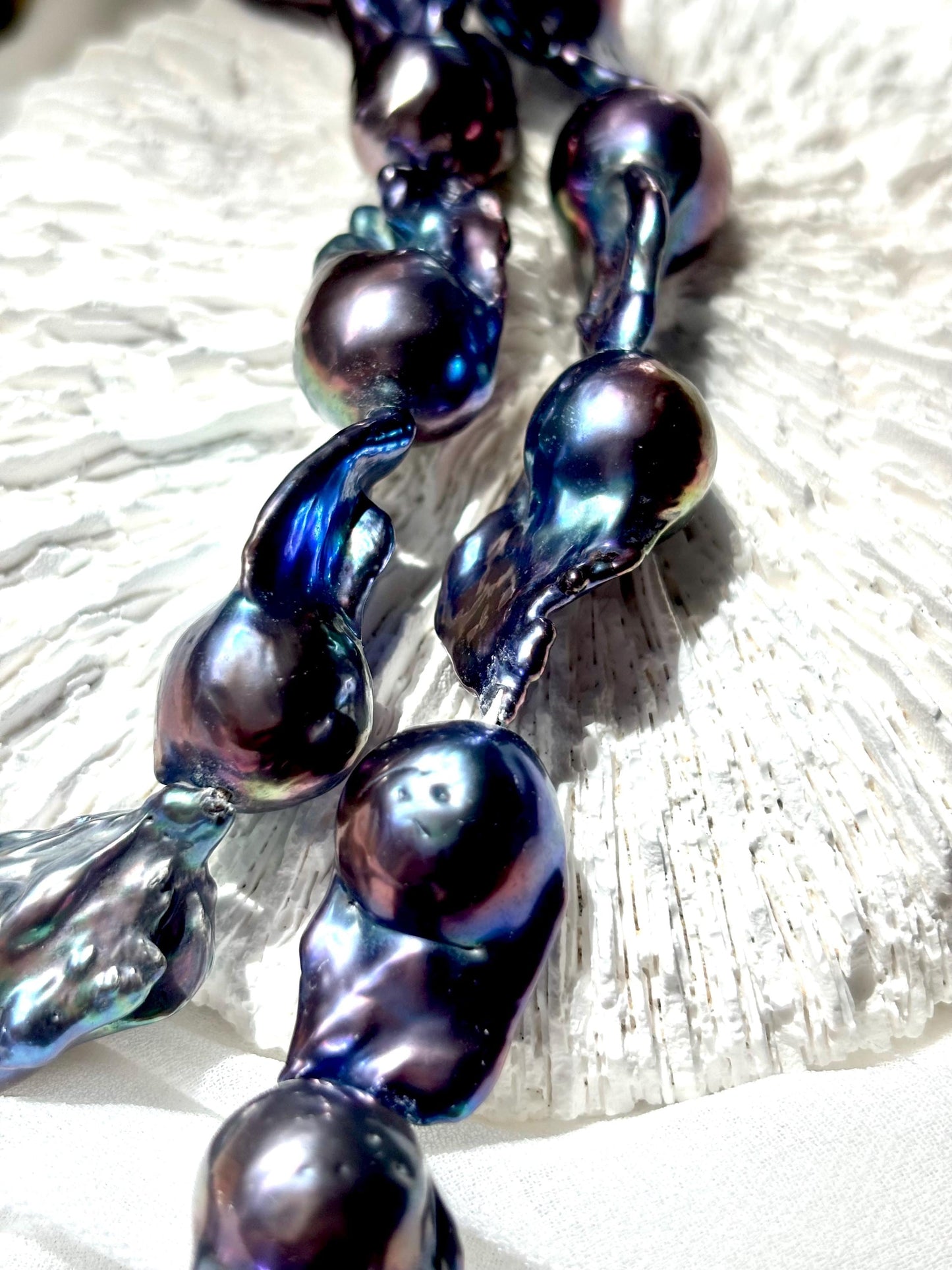 Deep Sea Whisper - Black Baroque Pearl Necklace