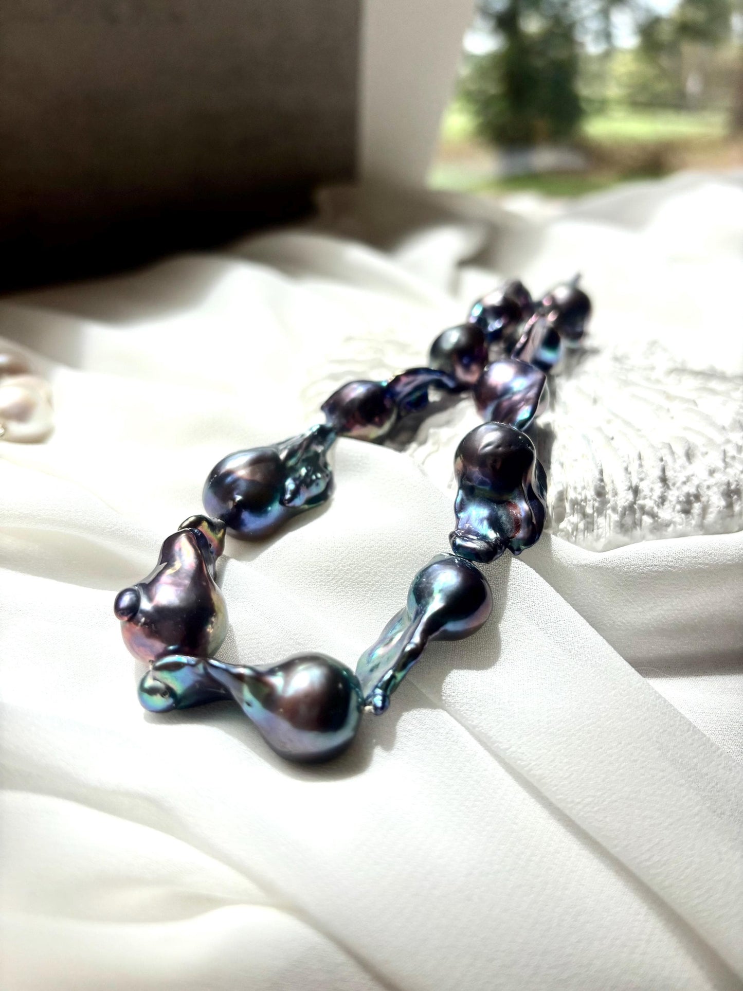 Deep Sea Whisper - Black Baroque Pearl Necklace