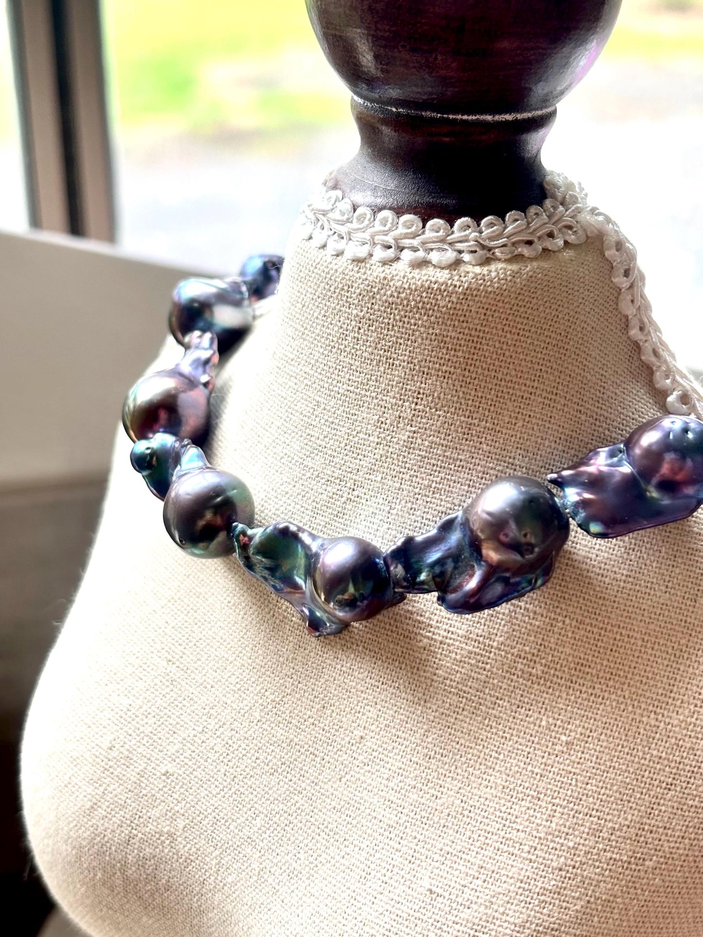 Deep Sea Whisper - Black Baroque Pearl Necklace