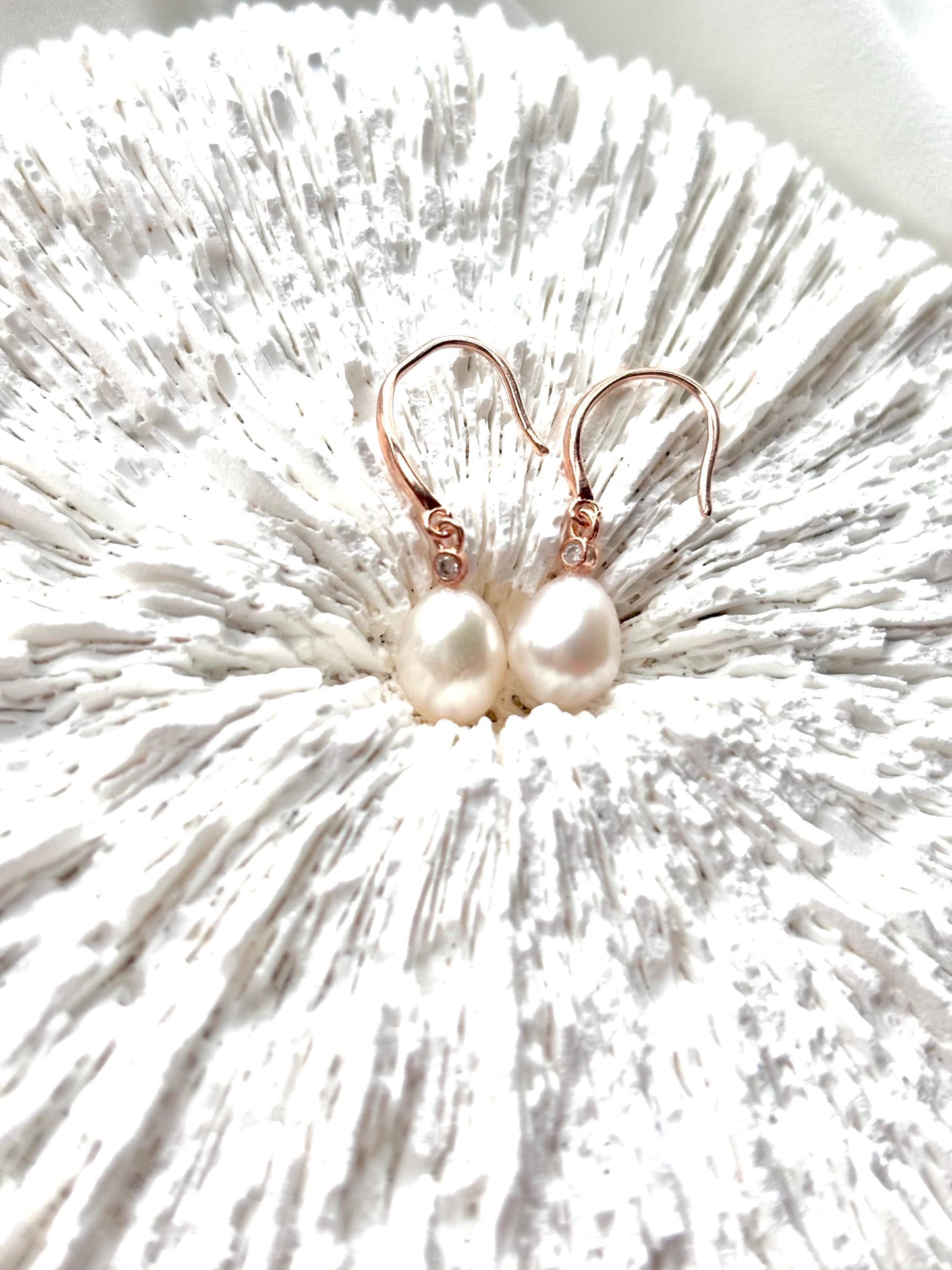 Moonwater Bloom - Freshwater Pearl Minimalist Earrings (Rose Gold / Gold / Silver Available)