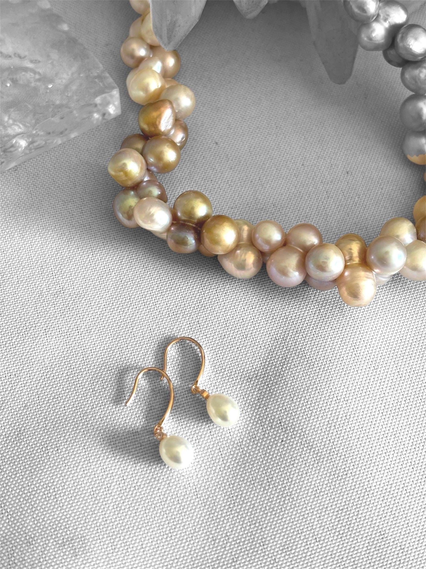 Moonwater Bloom - Freshwater Pearl Minimalist Earrings (Rose Gold / Gold / Silver Available)