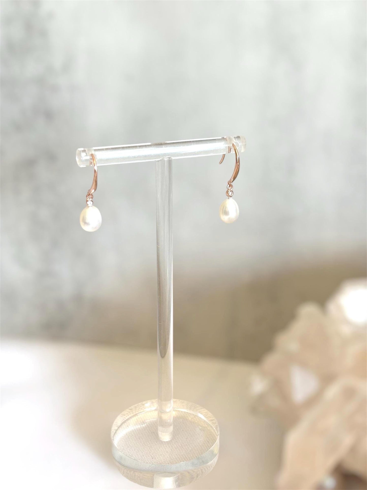 Moonwater Bloom - Freshwater Pearl Minimalist Earrings (Rose Gold / Gold / Silver Available)