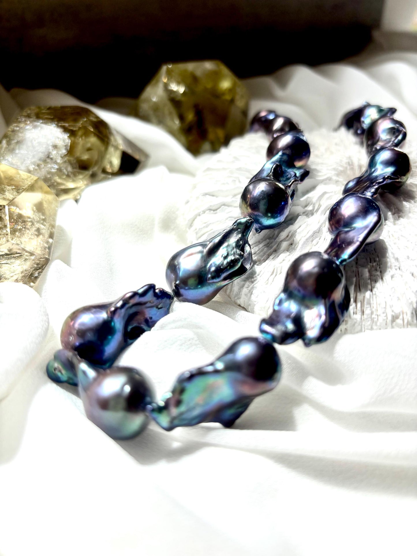 Deep Sea Whisper - Black Baroque Pearl Necklace