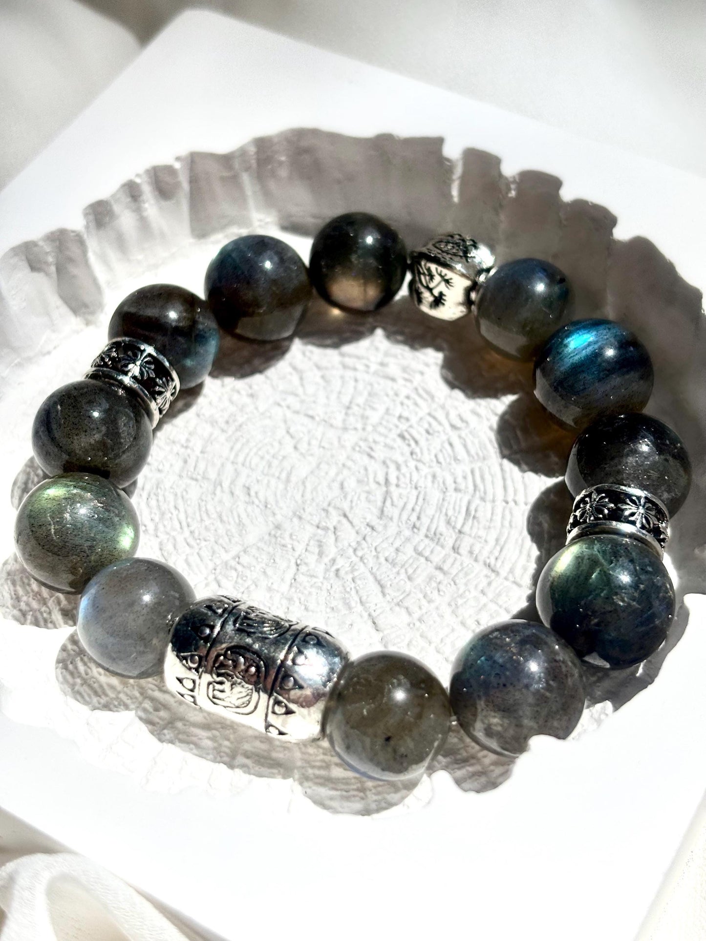 Mystic Guardian - Labradorite Elephant Charm Bracelet