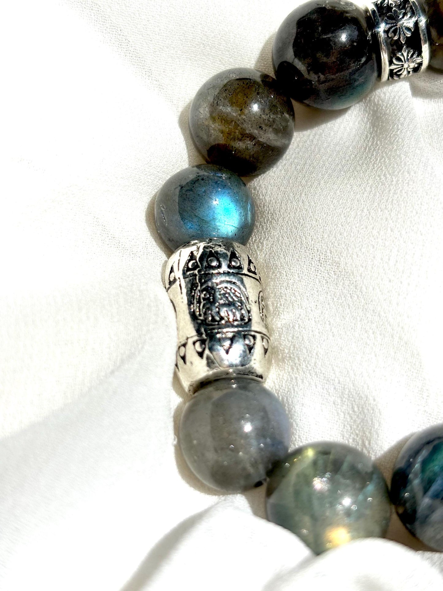 Mystic Guardian - Labradorite Elephant Charm Bracelet